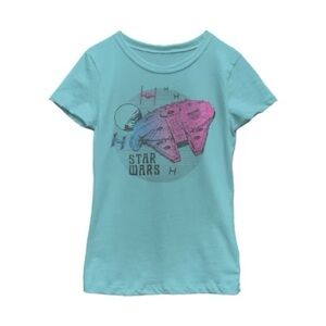 334 NWOT Girl's Star Wars: The Rise of Skywalker Ombre Millennium Falcon Tee XL